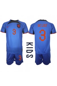 Fotbalové Dres Holandsko Matthijs de Ligt #3 Dětské Venkovní Oblečení MS 2022 Krátký Rukáv (+ trenýrky)